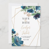 Elegante, staubige Goldmedaille Save The Date (Vorderseite)