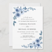 Elegante, staubige Hochzeit mit Blumen Einladung (Vorderseite)