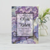 Elegante, staubige Hochzeit mit lila Wasserfarbe Einladung (Stehend Vorderseite)