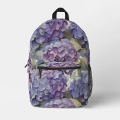 Elegante, staubige, lila Hydrangeas Bedruckter Rucksack (Vorderseite)