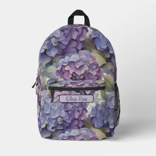Elegante, staubige, lila Hydrangeas Bedruckter Rucksack