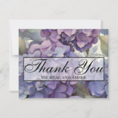 Elegante, staubige, lila Hydrangeas Dankeskarte (Vorderseite)