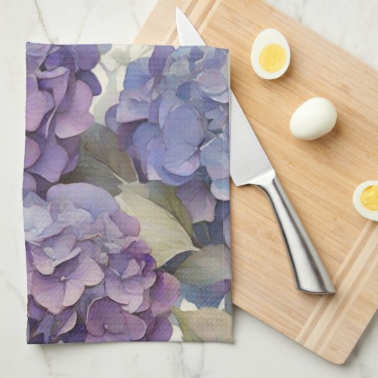 Elegante, staubige, lila Hydrangeas Geschirrtuch (Viertel Falte)