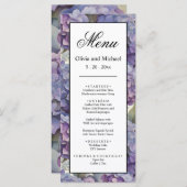 Elegante, staubige, lila Hydrangeas Menükarte (Vorne/Hinten)