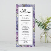 Elegante, staubige, lila Hydrangeas Menükarte (Stehend Vorderseite)