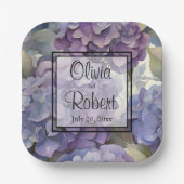 Elegante, staubige, lila Hydrangeas Pappteller (Vorderseite)