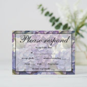 Elegante, staubige, lila Hydrangeas RSVP Karte (Stehend Vorderseite)