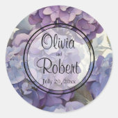 Elegante, staubige, lila Hydrangeas Runder Aufkleber (Vorderseite)