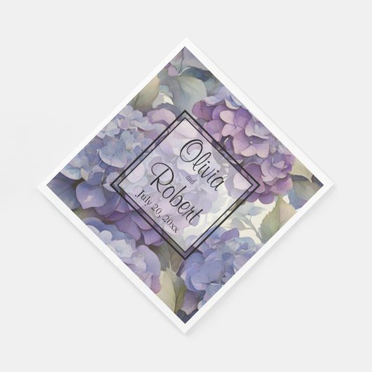 Elegante, staubige, lila Hydrangeas Serviette (Ecke)