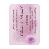 Elegante staubige lila Rose Hochzeitsfeier Magnet (Vertikal)