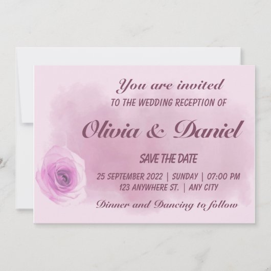 Elegante staubige lila Rose Save the Date floral (Vorderseite)