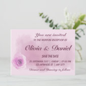 Elegante staubige lila Rose Save the Date floral (Stehend Vorderseite)