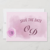 Elegante staubige lila Rose Save the Date floral (Rückseite)