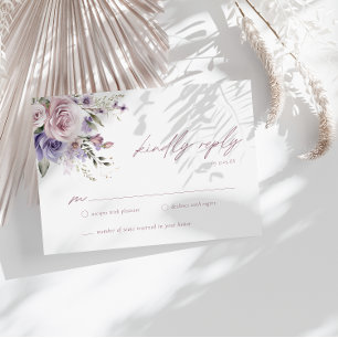 Elegante staubige Mauve- und Lavendel-Hochzeits-RS Einladung