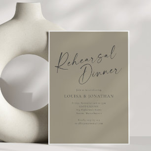 Elegante staubige Oliven-Schrift Probe-Dinner-Einl Einladung