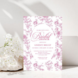 Elegante staubige rosa Toile Rosen Brautparty Einladung