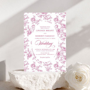 Elegante staubige rosa Toile-Rosen-Hochzeits-Einla Einladung