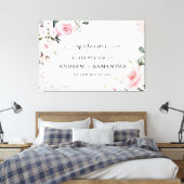 Elegante staubige Rose und graue Hochzeitsdekorati Leinwanddruck (Insitu (Schlafzimmer))