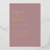 Elegante staubige Rose Wedding Save the Date Folieneinladung (Vorderseite)