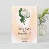 Elegante staubige Rose weiße Blume Blumenstrauß We Einladung (Stehend Vorderseite)