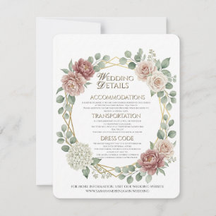 Elegante staubige Rosen geometrische Blumendetails Dankeskarte