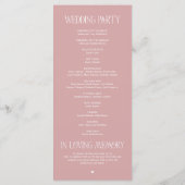 Elegante Staubige Rosen-Typografie Hochzeitsprogra Programm (Rückseite)