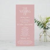 Elegante Staubige Rosen-Typografie Hochzeitsprogra Programm (Stehend Vorderseite)