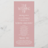 Elegante Staubige Rosen-Typografie Hochzeitsprogra Programm (Vorderseite)
