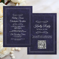 Elegante staubige schwarze weiße QR-Code-Hochzeit