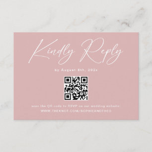 Elegante Staubrosa Hochzeit RSVP Begleitkarte