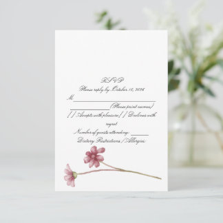 Elegante Staubrosa-Wasserfarben-Hochzeits-RSVP-Kar RSVP Karte