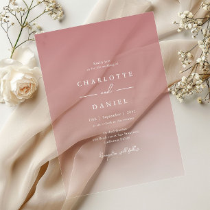 Elegante Staubrose-Gradient-Acrylblatt Hochzeit Acryleinladungen