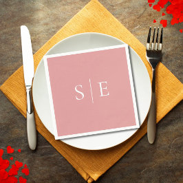 Elegante Staubrose-Monogramm-Minimalist-Servietten Serviette