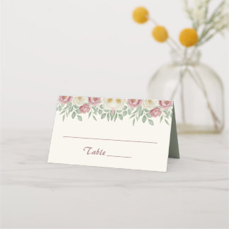Elegante Staubrose Pfingstrose Florale Hochzeit Platzkarte