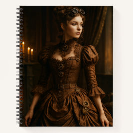 Elegante Steampunk-Victorian-Lady in Braun Notizblock