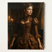Elegante Steampunk-Victorian-Lady in Braun Planer (Rückseite)