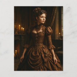 Elegante Steampunk Viktorianisch Lady in Brown Postkarte