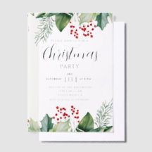 Elegante Stechpalmen-Beeren Weihnachtsfeier-Einlad