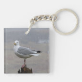 Elegante stehende Möwe Einzigartige Küste Schlüsselanhänger (Rückseite)