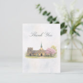 Elegante Stein-Kapelle Hochzeit im Frühling Dankes Dankeskarte (Stehend Vorderseite)
