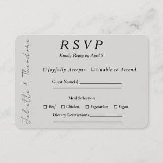 Elegante Stein-RSVP mit Menüauswahl RSVP Karte