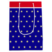 Elegante Sterne auf blau-rot-weiß Geschenktasche Mittlere Geschenktüte (Rückseite)