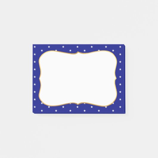 Elegante Sterne auf Royal Blue Post-it Klebezettel (Vorderseite)