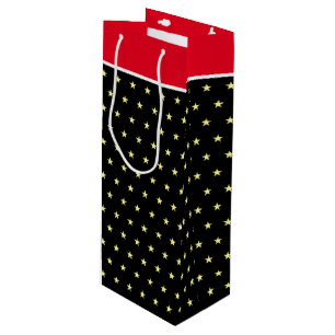 Elegante Sterne auf schwarzer rot-weißer Geschenkt Geschenktüte Für Weinflaschen