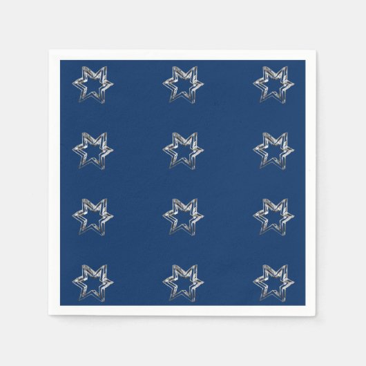 Elegante Sterne Muster Sterne Silver Gray Blue Serviette (Vorderseite)