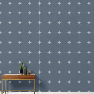 Elegante Sterne Silber Sehr dunkles graues blaues  Tapete