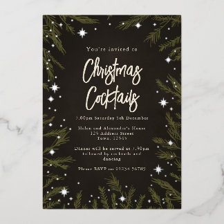 Elegante Sterne Weihnachts-Cocktails Folien-Einlad Folieneinladung