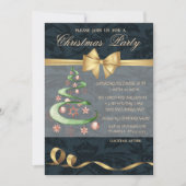 Elegante Sterne Weihnachtsbaum, Balls, Bow, Weihna Einladung (Vorderseite)