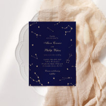 Elegante Sternenbild Blaue Und Goldene Hochzeit