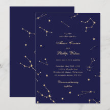 Elegante Sternenbild Blaue Und Goldene Hochzeit